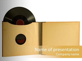 An Open Book With A Vinyl Record In It PowerPoint Template