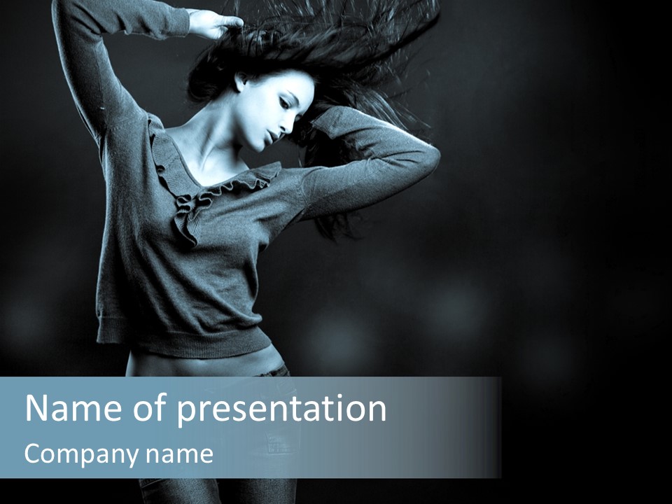 A Woman With Her Hair Blowing In The Wind PowerPoint Template