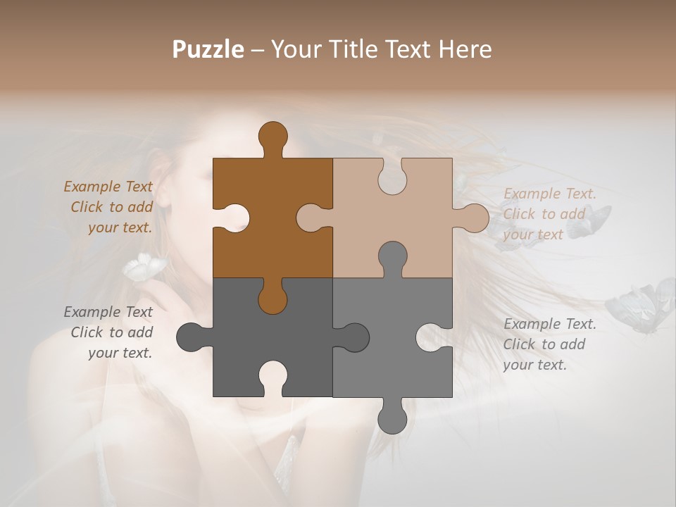 A Beautiful Woman With Butterflies Flying Around Her PowerPoint Template
