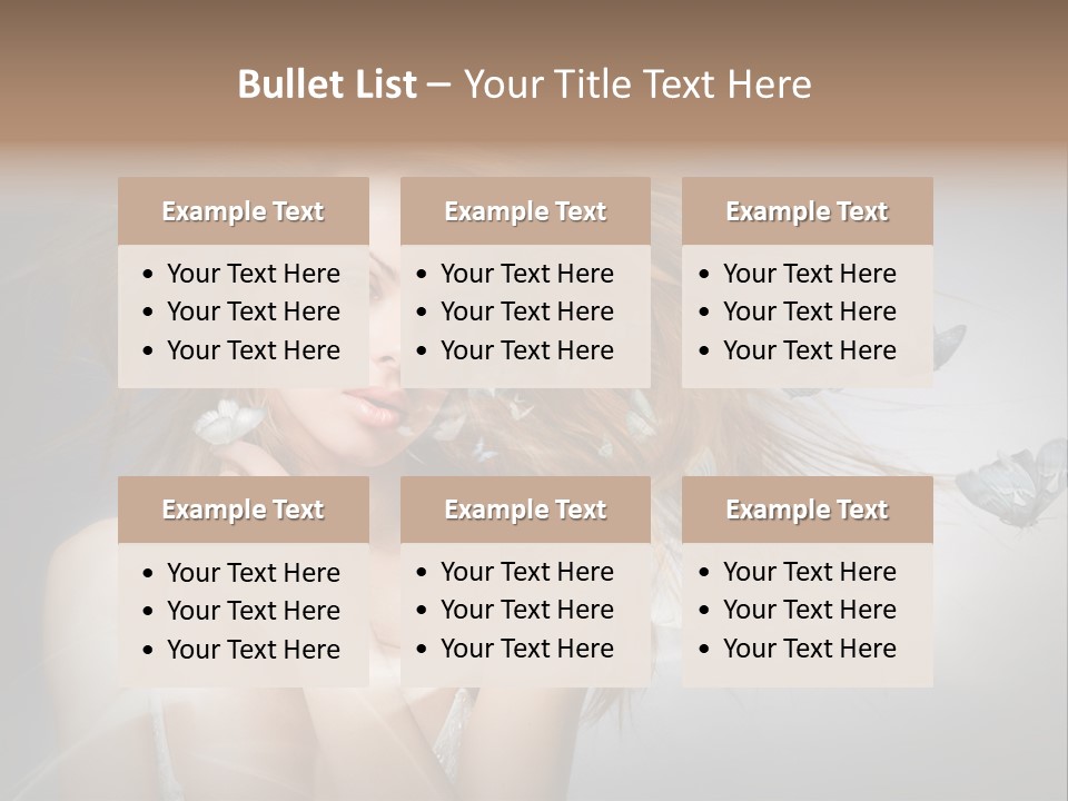 A Beautiful Woman With Butterflies Flying Around Her PowerPoint Template