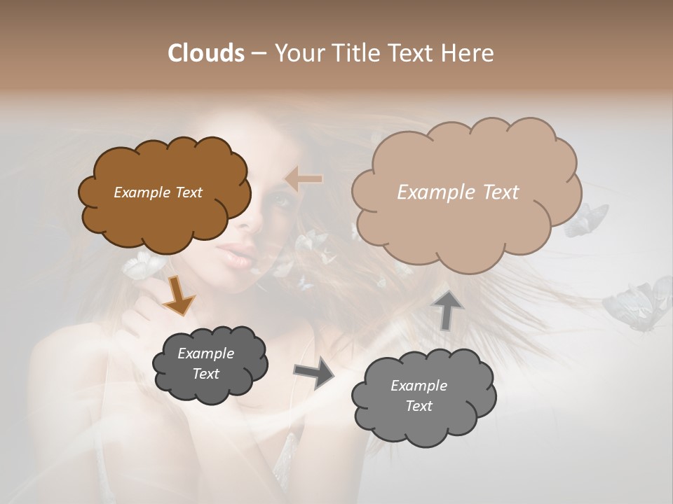 A Beautiful Woman With Butterflies Flying Around Her PowerPoint Template