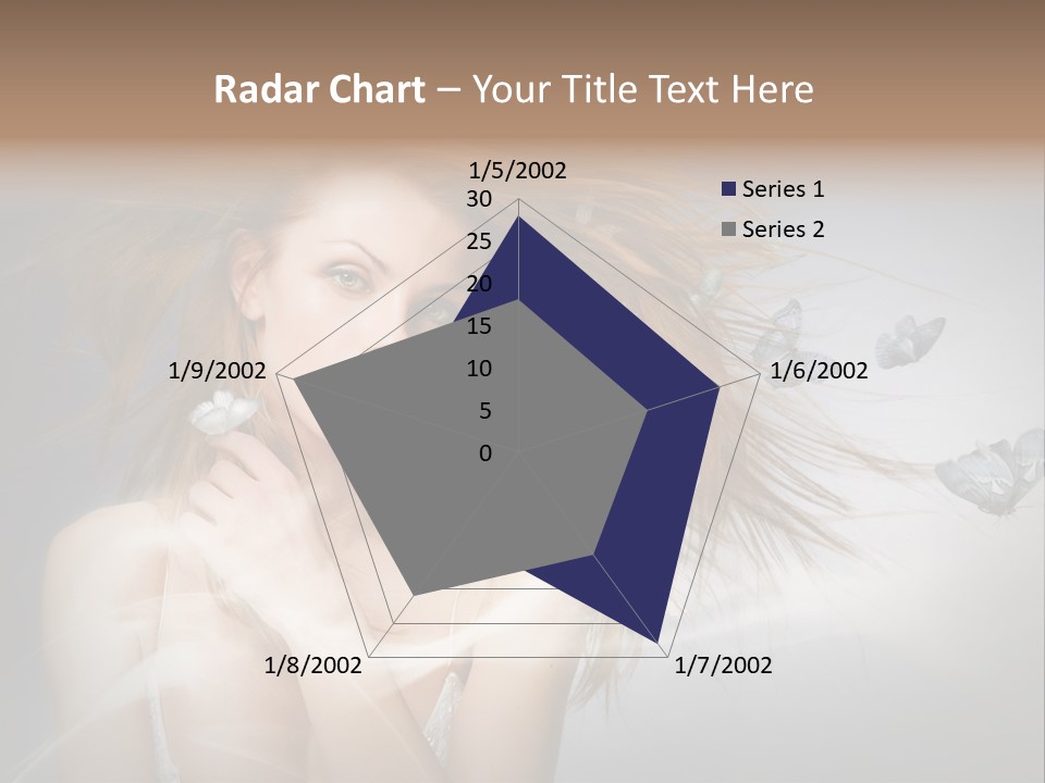 A Beautiful Woman With Butterflies Flying Around Her PowerPoint Template