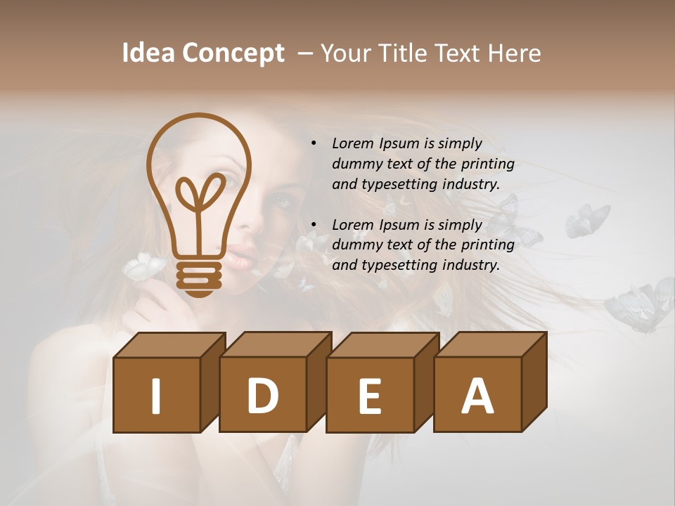 A Beautiful Woman With Butterflies Flying Around Her PowerPoint Template