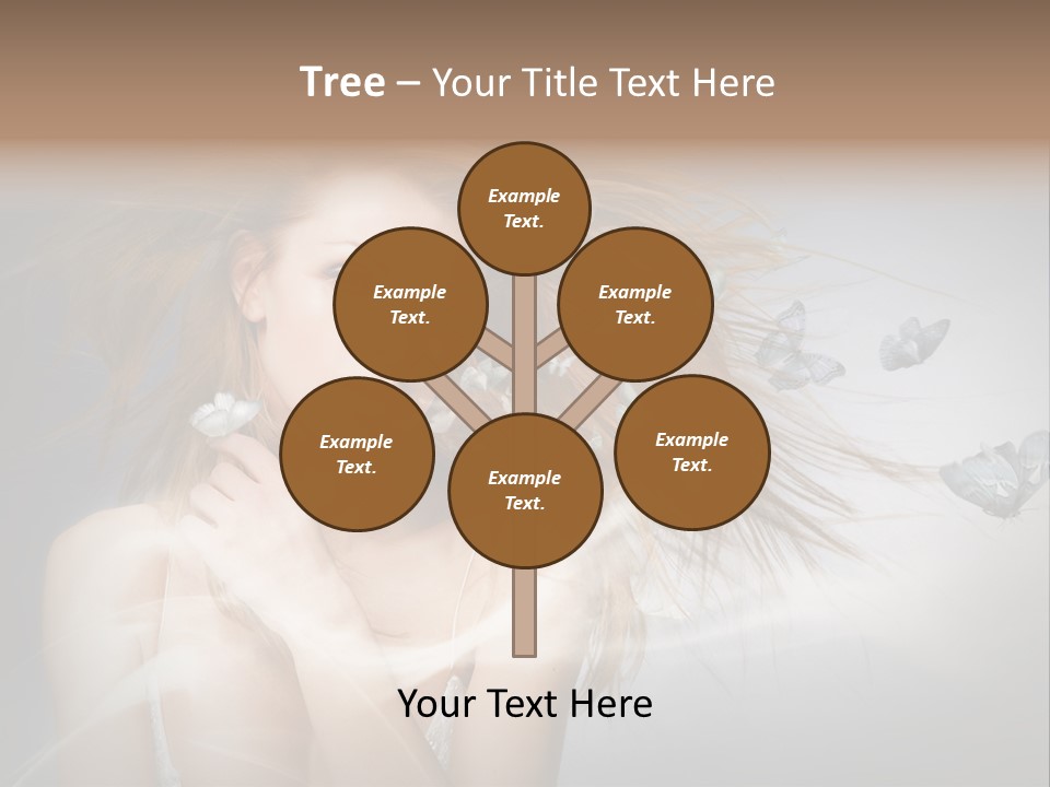 A Beautiful Woman With Butterflies Flying Around Her PowerPoint Template