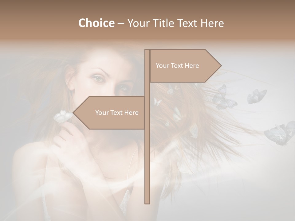 A Beautiful Woman With Butterflies Flying Around Her PowerPoint Template