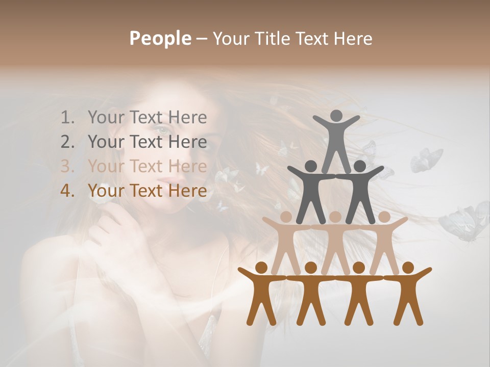 A Beautiful Woman With Butterflies Flying Around Her PowerPoint Template