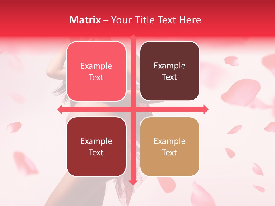 A Pregnant Woman In A Red Dress With Petals Around Her PowerPoint Template