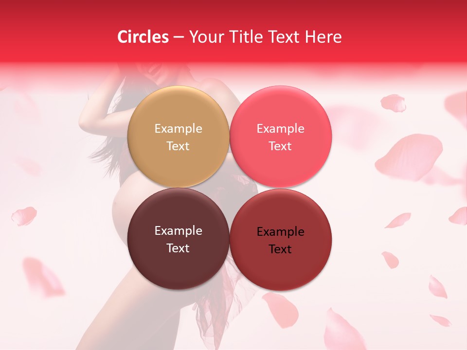 A Pregnant Woman In A Red Dress With Petals Around Her PowerPoint Template