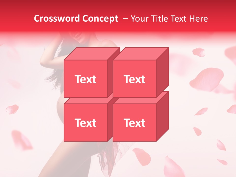 A Pregnant Woman In A Red Dress With Petals Around Her PowerPoint Template