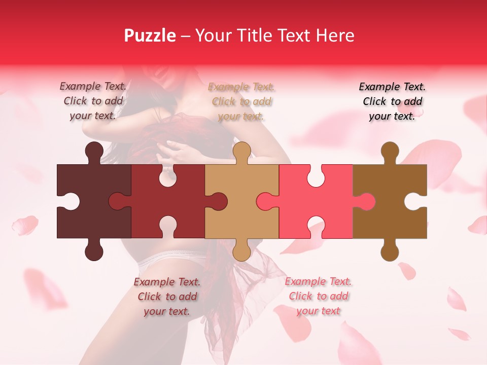 A Pregnant Woman In A Red Dress With Petals Around Her PowerPoint Template