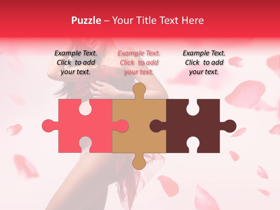 A Pregnant Woman In A Red Dress With Petals Around Her PowerPoint Template