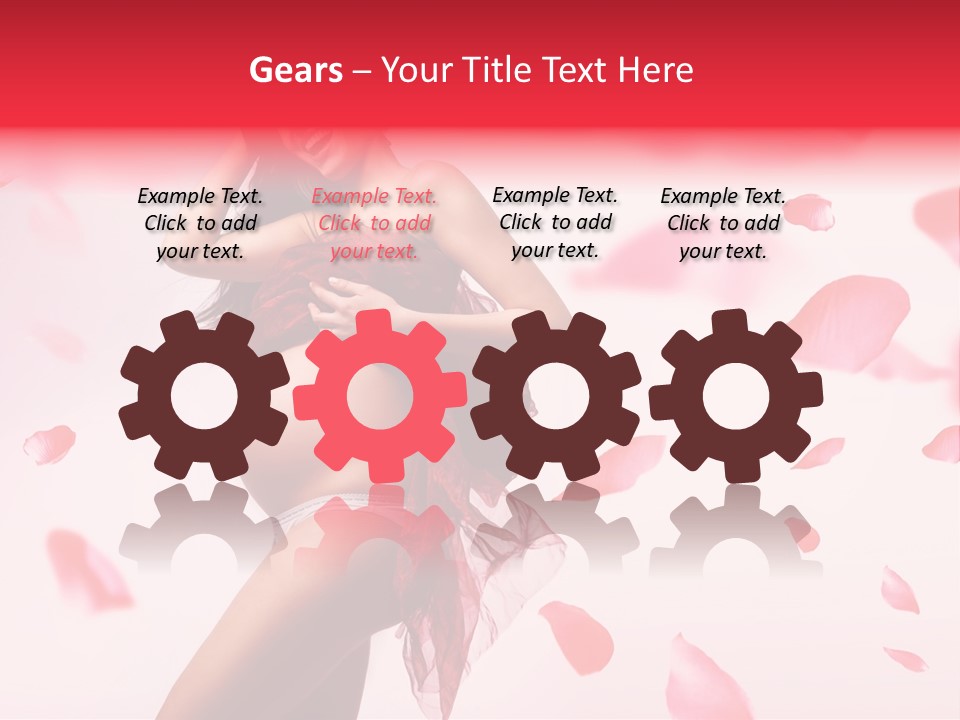 A Pregnant Woman In A Red Dress With Petals Around Her PowerPoint Template