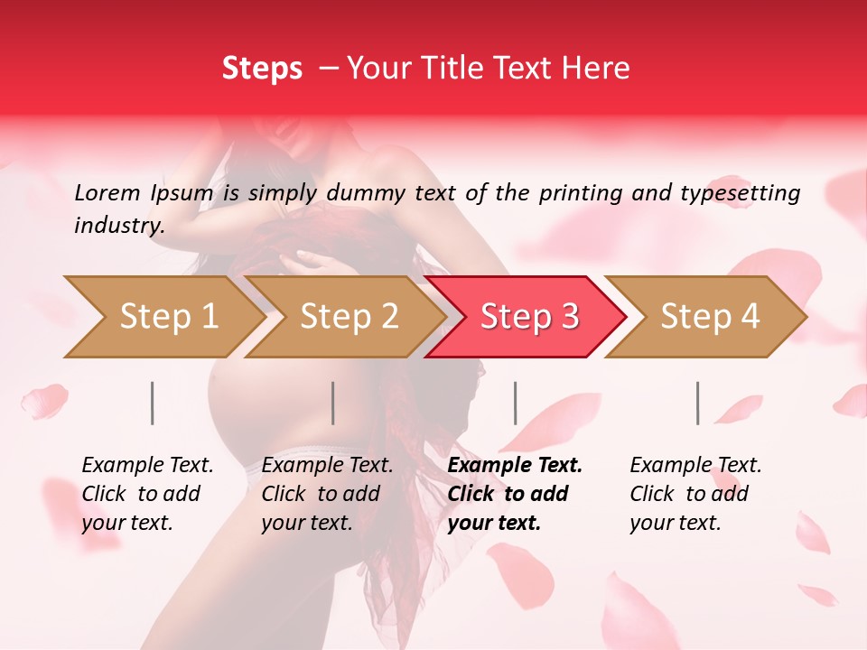 A Pregnant Woman In A Red Dress With Petals Around Her PowerPoint Template