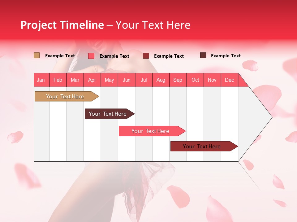 A Pregnant Woman In A Red Dress With Petals Around Her PowerPoint Template