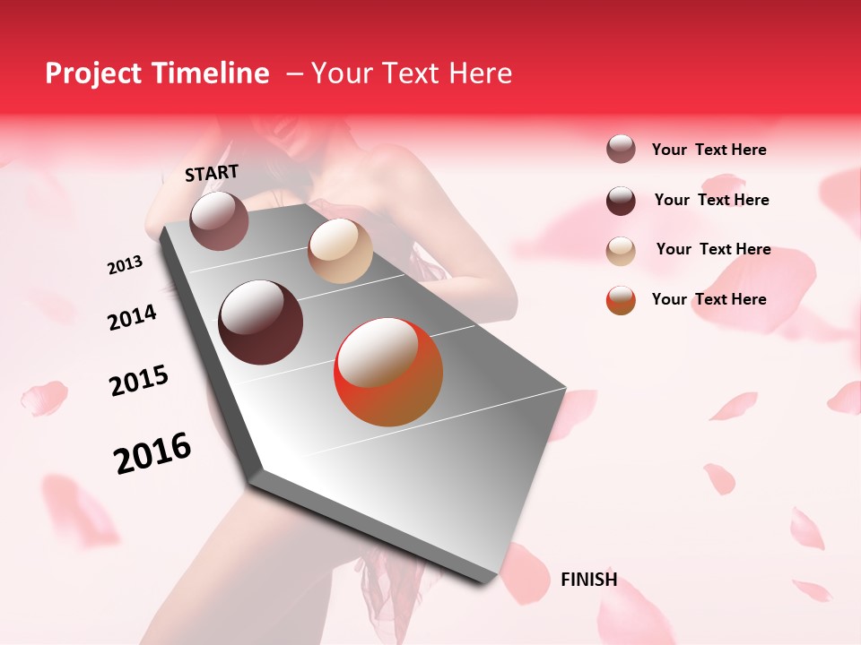 A Pregnant Woman In A Red Dress With Petals Around Her PowerPoint Template