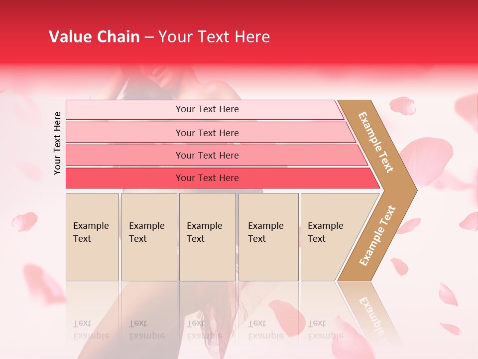 A Pregnant Woman In A Red Dress With Petals Around Her PowerPoint Template