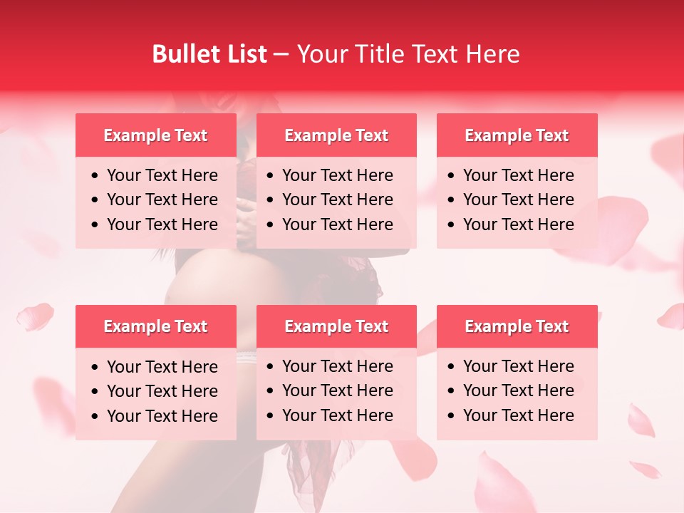 A Pregnant Woman In A Red Dress With Petals Around Her PowerPoint Template