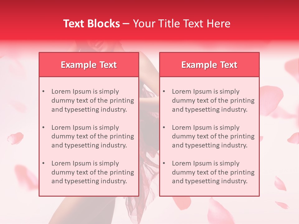 A Pregnant Woman In A Red Dress With Petals Around Her PowerPoint Template