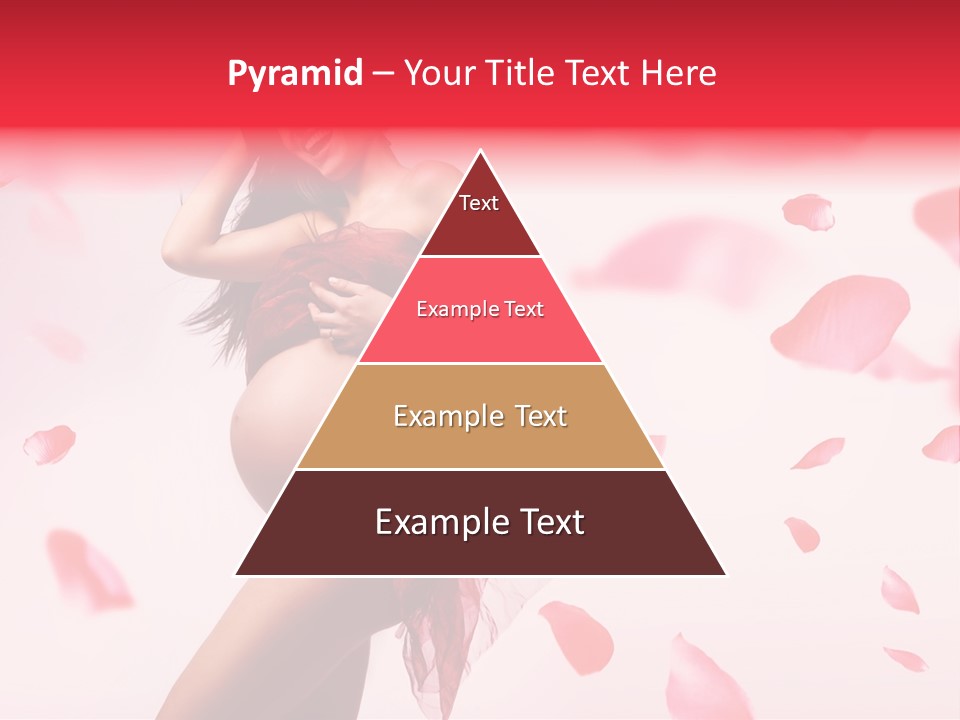 A Pregnant Woman In A Red Dress With Petals Around Her PowerPoint Template