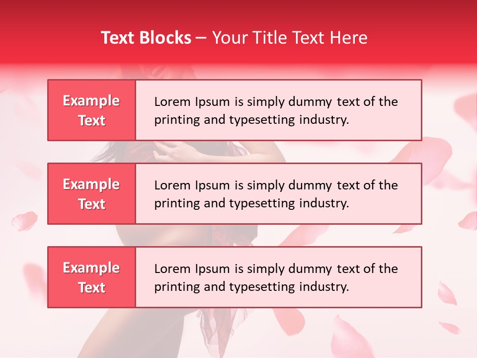 A Pregnant Woman In A Red Dress With Petals Around Her PowerPoint Template