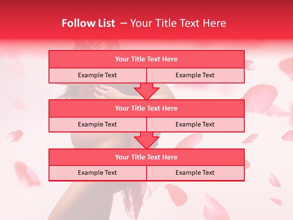 A Pregnant Woman In A Red Dress With Petals Around Her PowerPoint Template