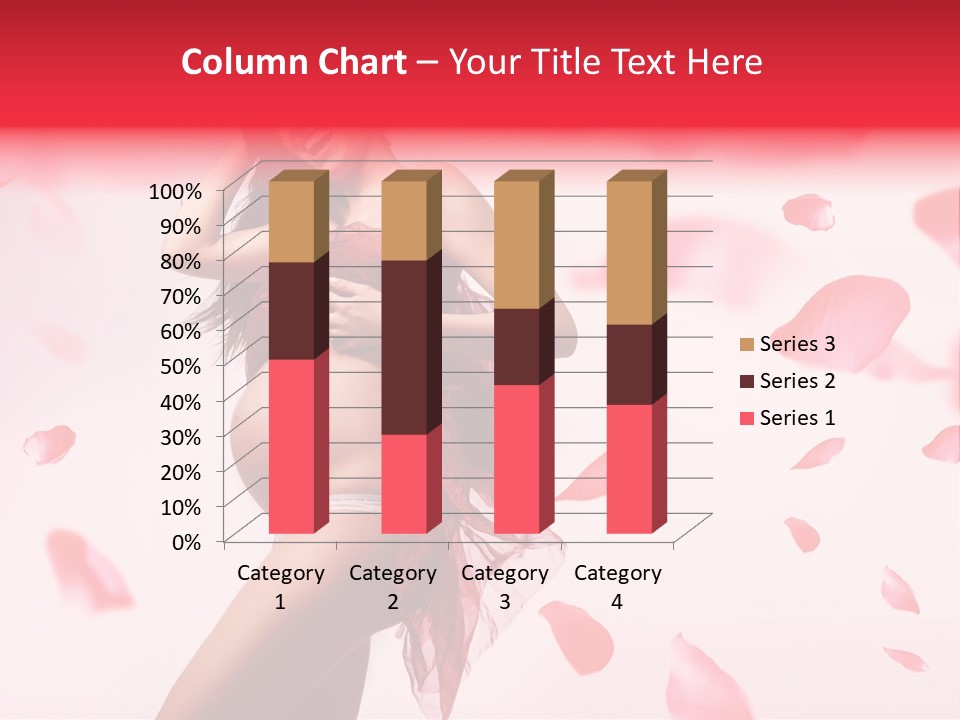 A Pregnant Woman In A Red Dress With Petals Around Her PowerPoint Template