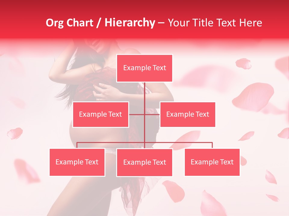 A Pregnant Woman In A Red Dress With Petals Around Her PowerPoint Template