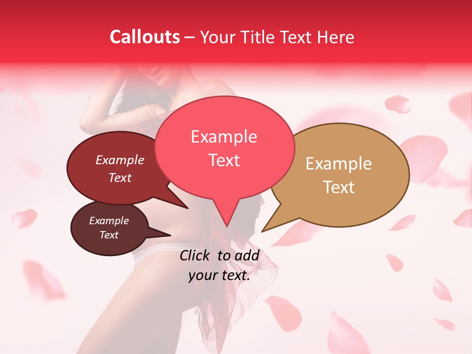 A Pregnant Woman In A Red Dress With Petals Around Her PowerPoint Template