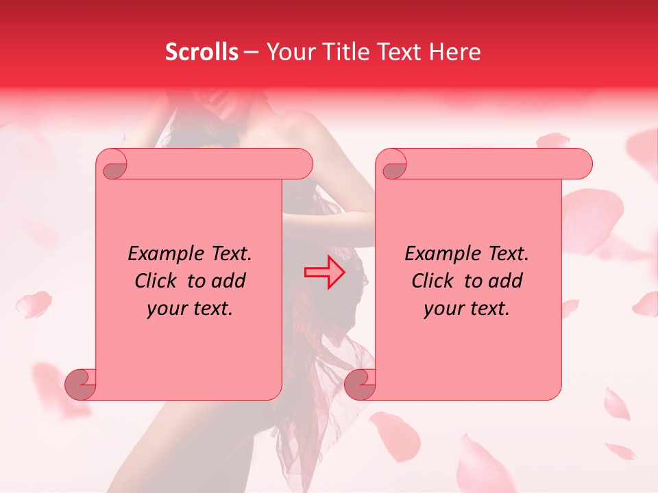 A Pregnant Woman In A Red Dress With Petals Around Her PowerPoint Template