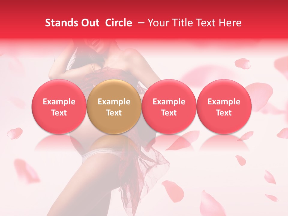 A Pregnant Woman In A Red Dress With Petals Around Her PowerPoint Template