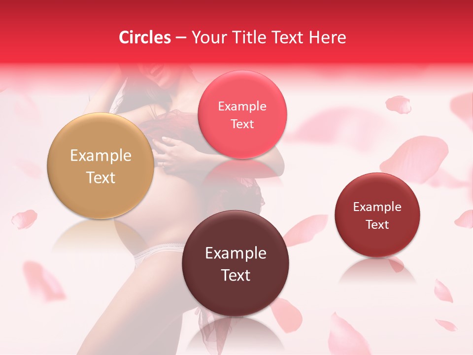 A Pregnant Woman In A Red Dress With Petals Around Her PowerPoint Template