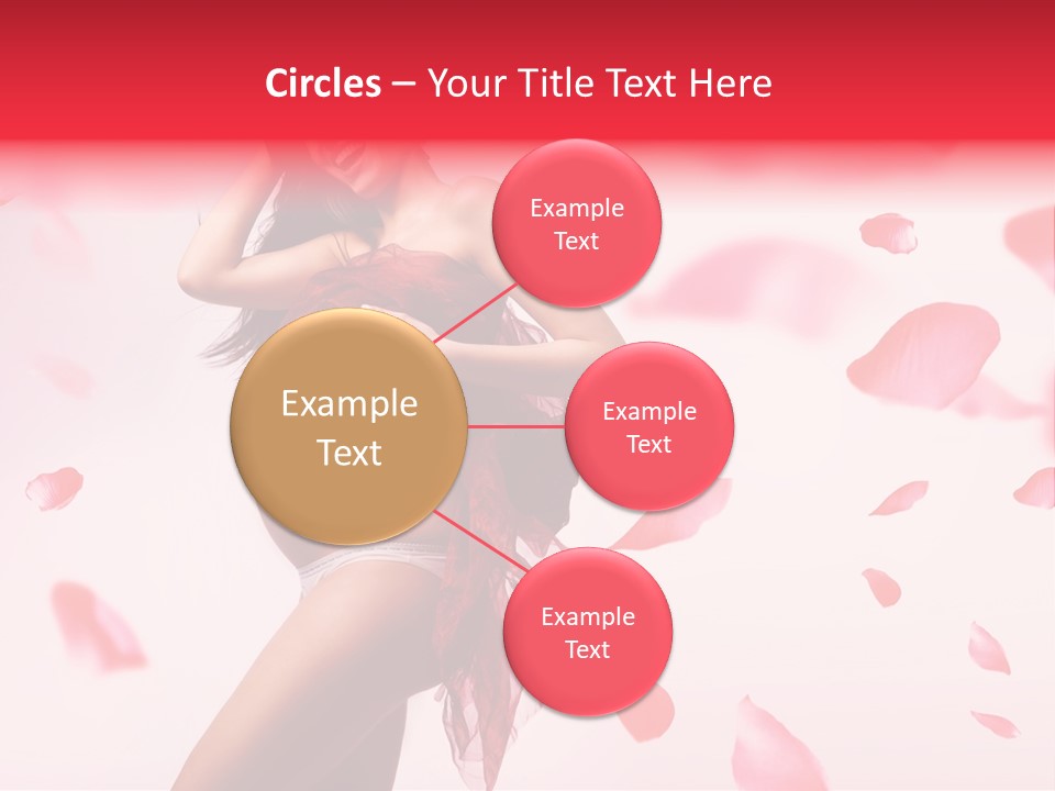 A Pregnant Woman In A Red Dress With Petals Around Her PowerPoint Template