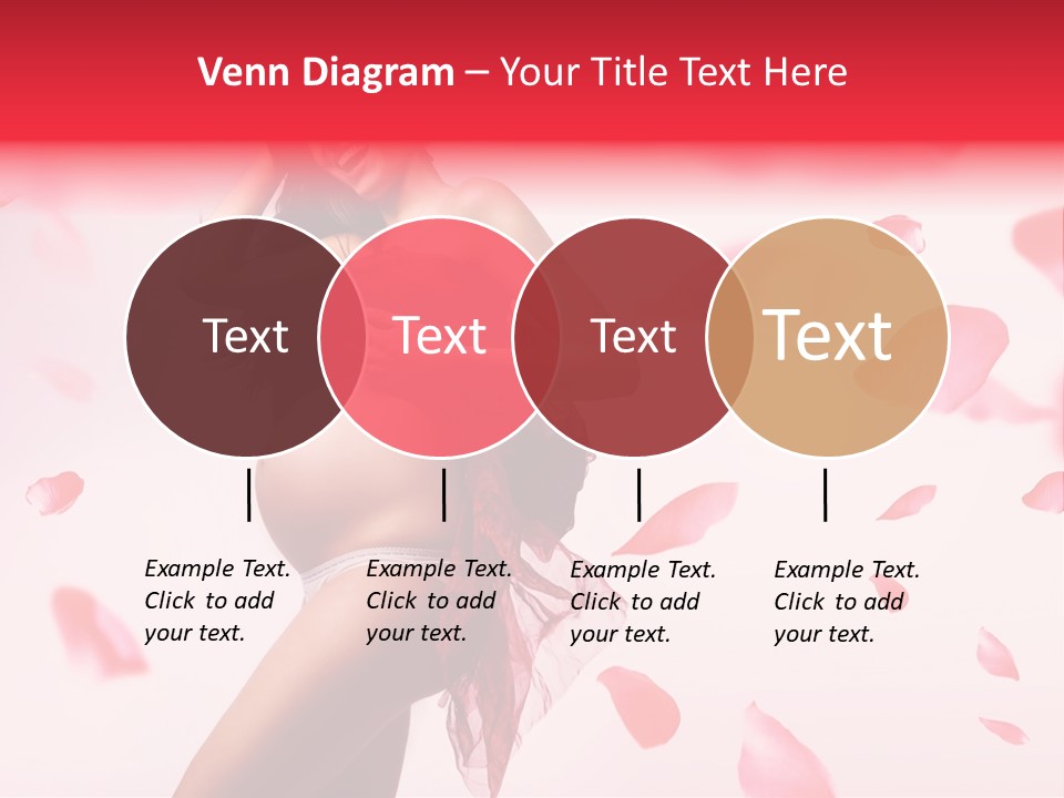 A Pregnant Woman In A Red Dress With Petals Around Her PowerPoint Template