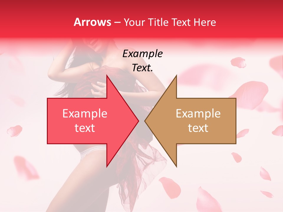 A Pregnant Woman In A Red Dress With Petals Around Her PowerPoint Template