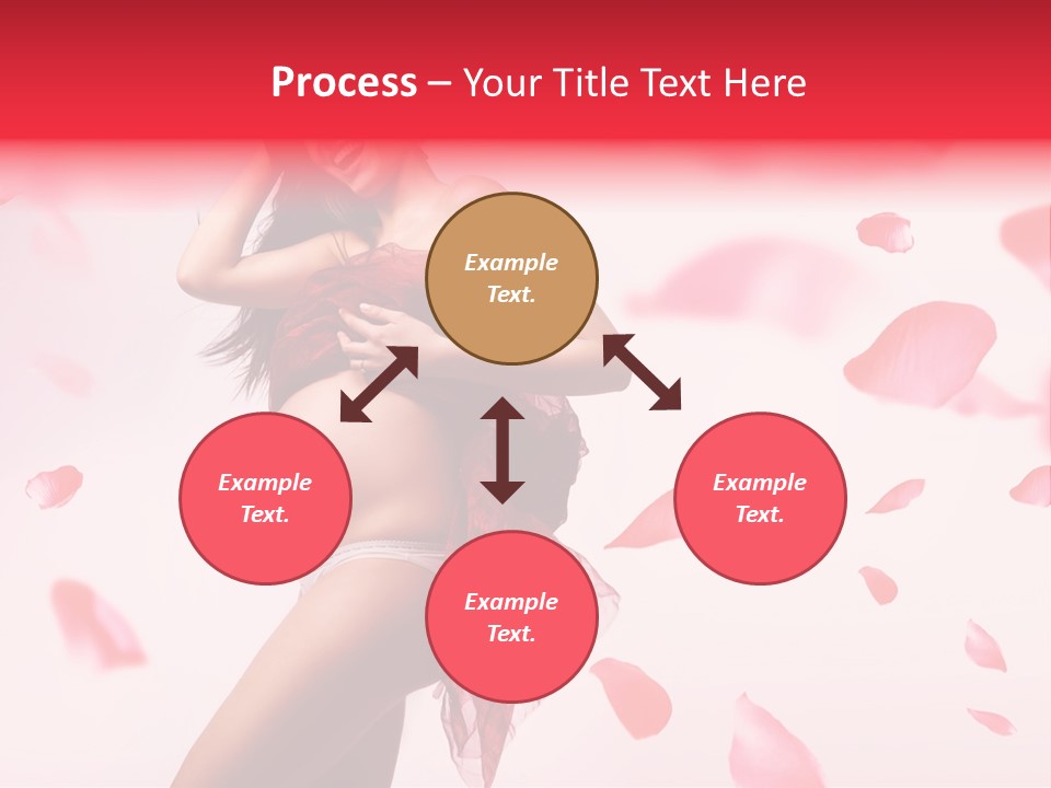 A Pregnant Woman In A Red Dress With Petals Around Her PowerPoint Template