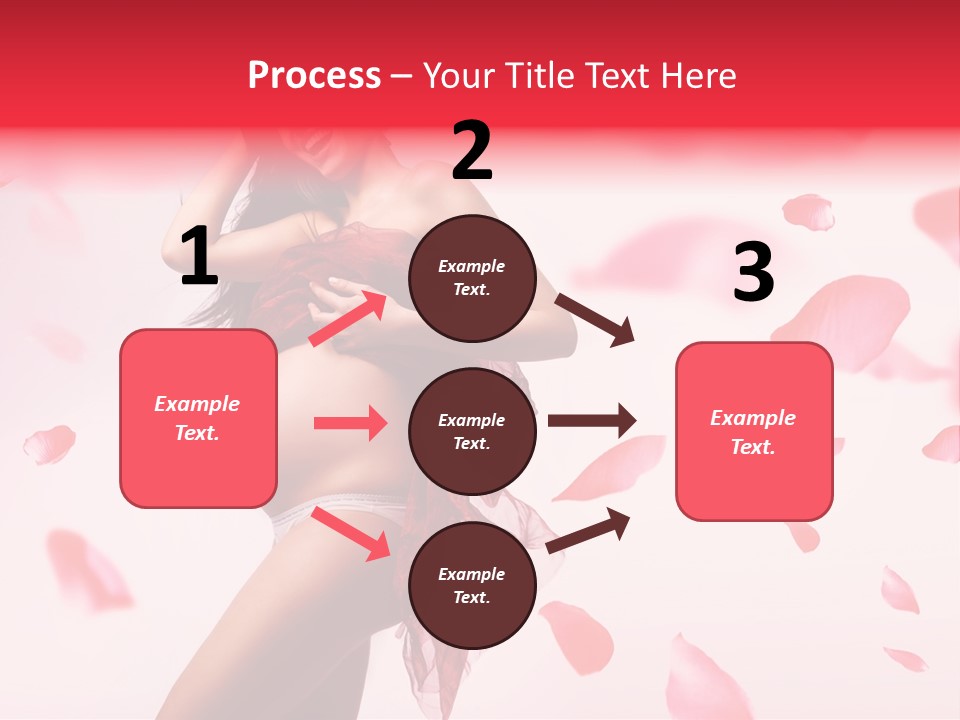 A Pregnant Woman In A Red Dress With Petals Around Her PowerPoint Template
