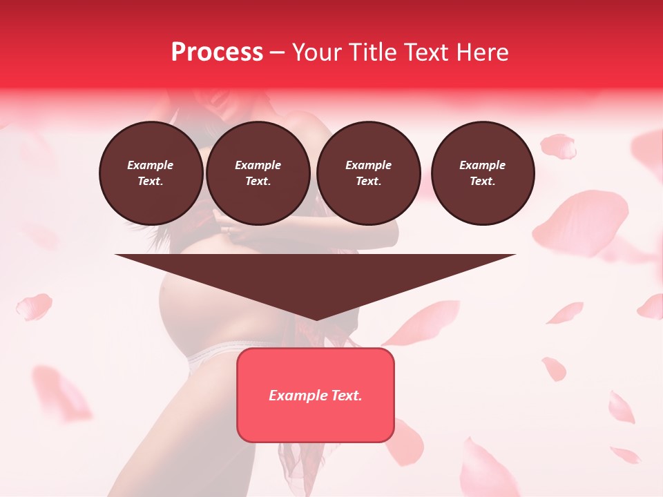 A Pregnant Woman In A Red Dress With Petals Around Her PowerPoint Template