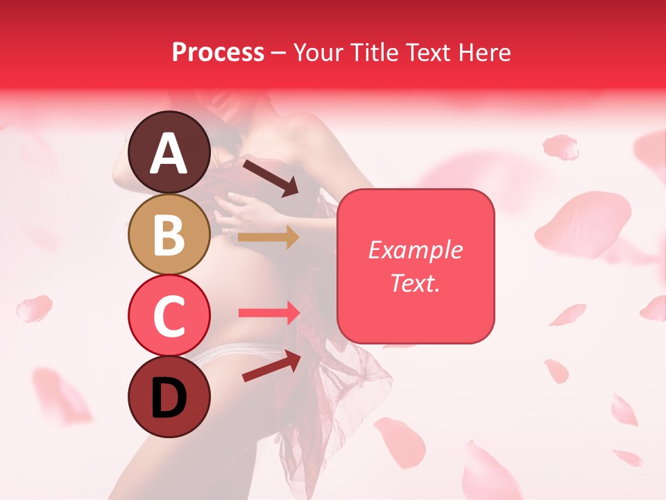 A Pregnant Woman In A Red Dress With Petals Around Her PowerPoint Template