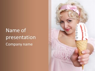 Female Happy Milk PowerPoint Template