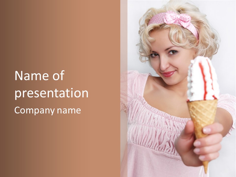 Female Happy Milk PowerPoint Template