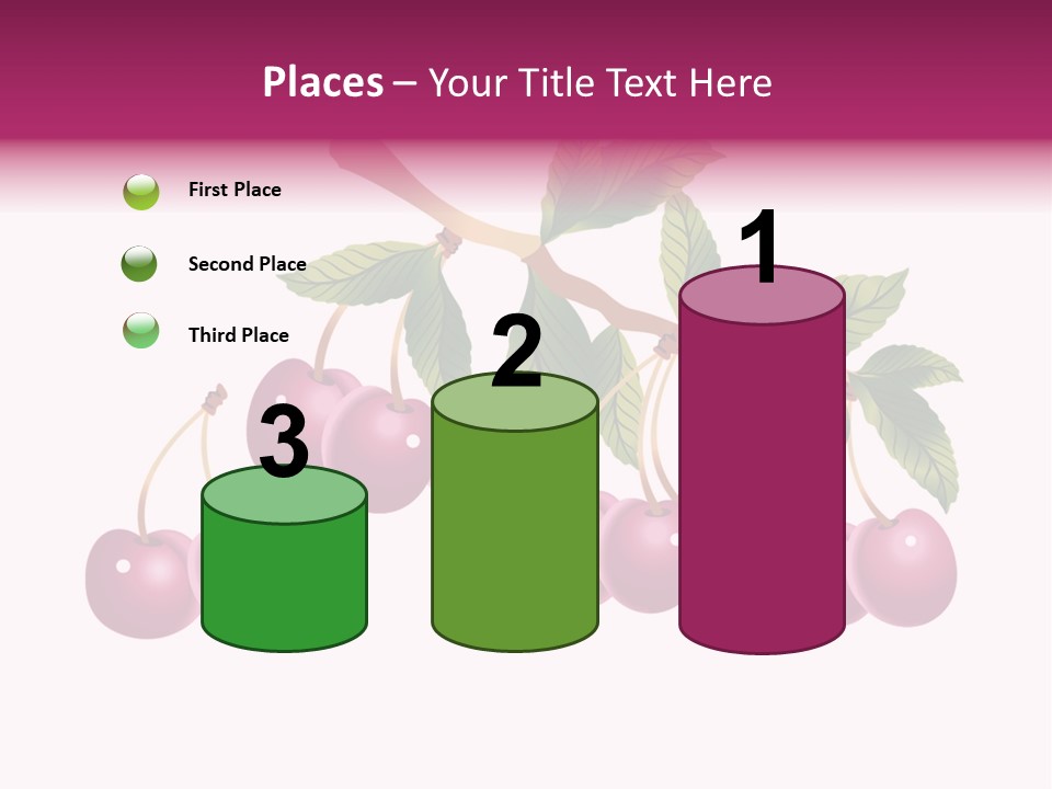 A Bunch Of Cherries On A Branch With Leaves PowerPoint Template