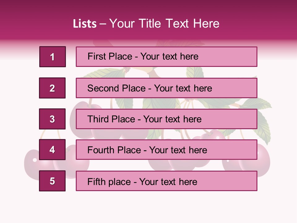 A Bunch Of Cherries On A Branch With Leaves PowerPoint Template