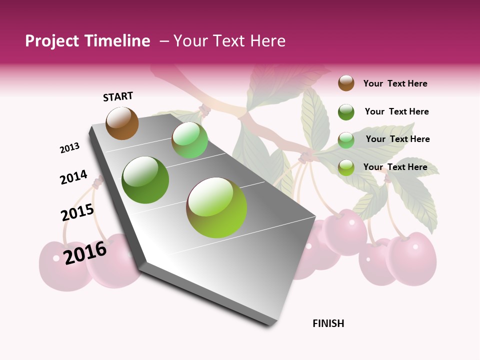 A Bunch Of Cherries On A Branch With Leaves PowerPoint Template