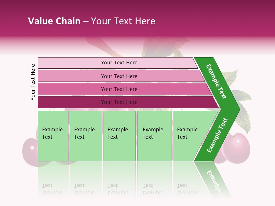 A Bunch Of Cherries On A Branch With Leaves PowerPoint Template
