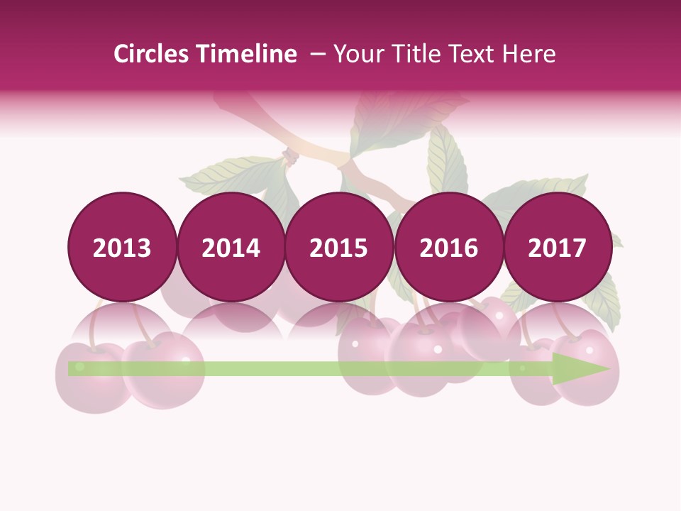 A Bunch Of Cherries On A Branch With Leaves PowerPoint Template