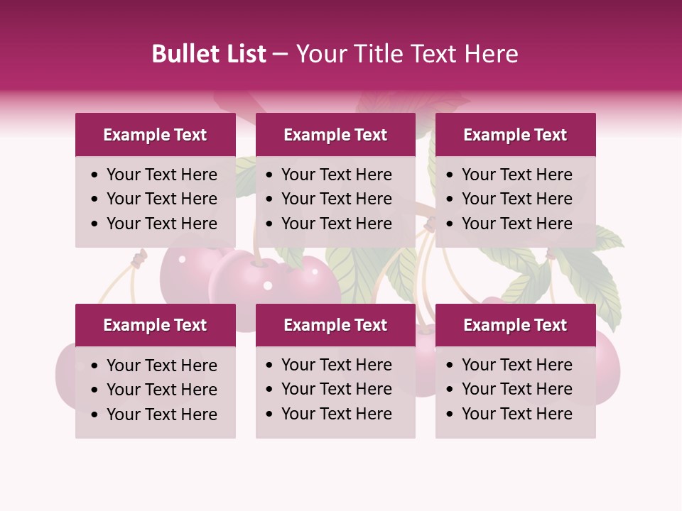 A Bunch Of Cherries On A Branch With Leaves PowerPoint Template