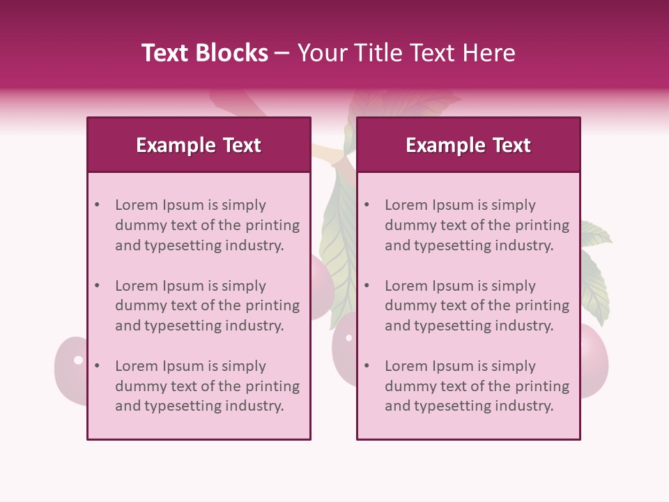 A Bunch Of Cherries On A Branch With Leaves PowerPoint Template
