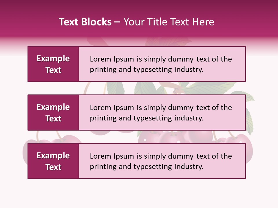 A Bunch Of Cherries On A Branch With Leaves PowerPoint Template