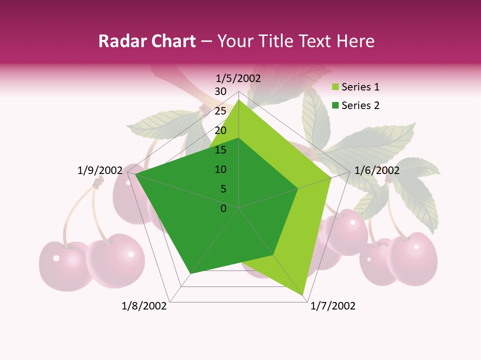A Bunch Of Cherries On A Branch With Leaves PowerPoint Template