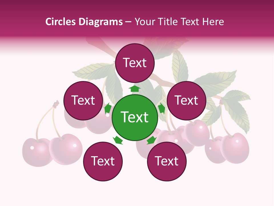 A Bunch Of Cherries On A Branch With Leaves PowerPoint Template